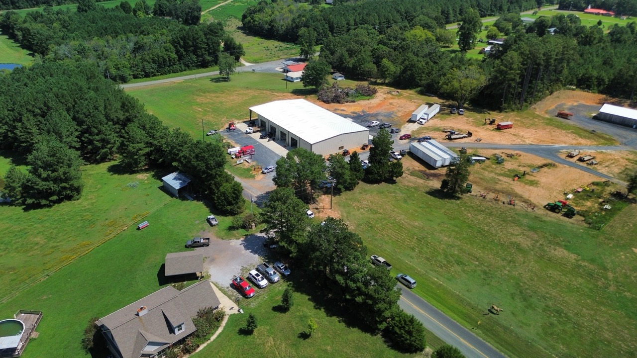 Aerial view of Rock Hill Farm Supply in the surrounding countryside